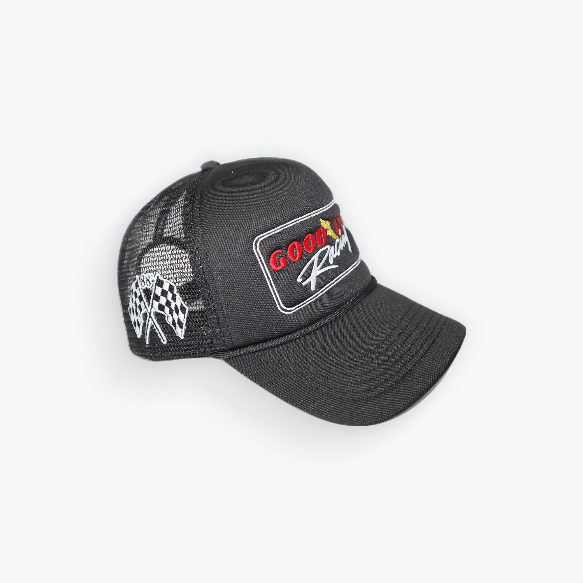 Goodlyfe F1 Racing Black Trucker Hat